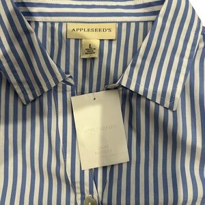 Appleseed's Classic Blue and White Striped Shirt